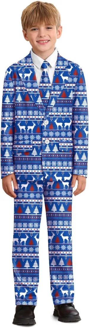 Christmas Boys Ugly 3 Piece Suits with Jacket, Pants & Tie 5-14 Years