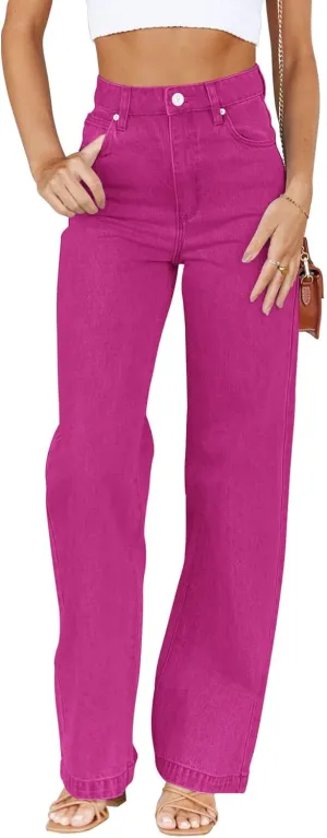 Cicy Bell Women's High Waisted Jeans Boyfriend Baggy Straight Leg Casual Denim Pants with Pockets