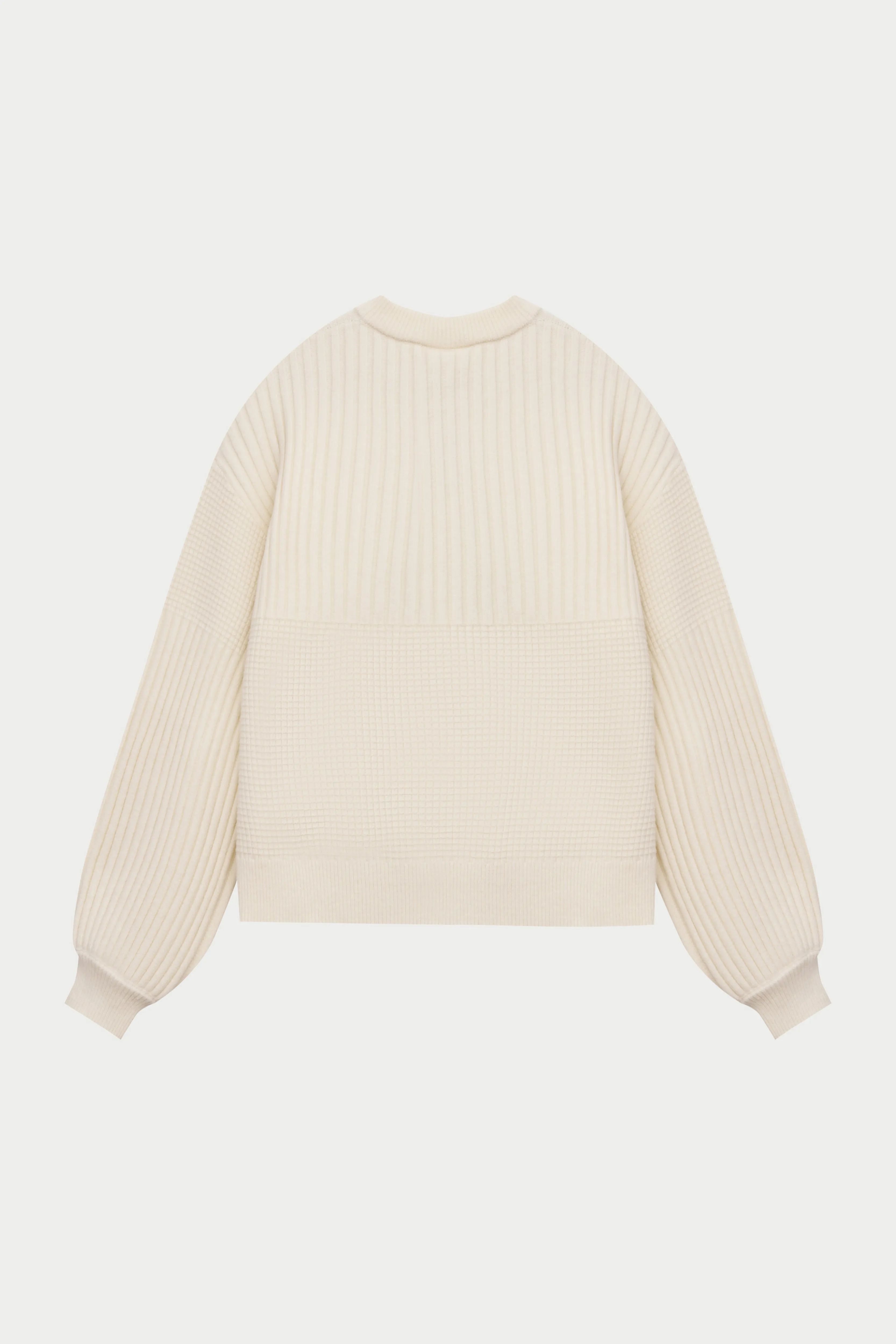 CONTRAST KNIT OVERSIZED CREW - ECRU