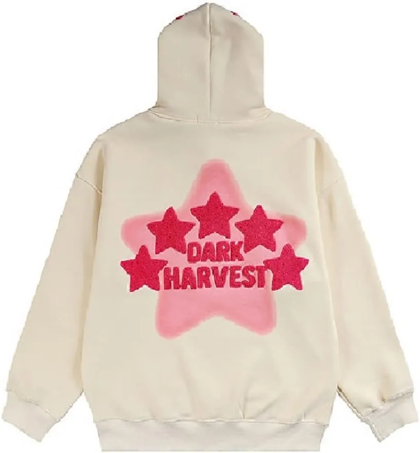 COOLMONAR Womens Star Graphic Hoodie Streetwear Print Causal Loose Oversized Pullover Hooded Sweatshirts