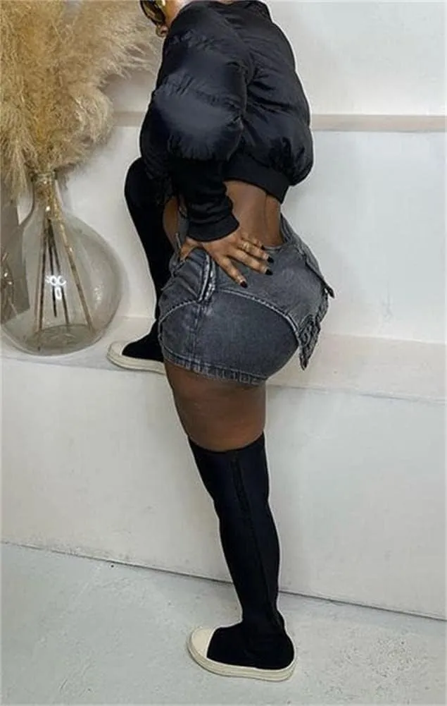 cu4eve Denim Mini Skirts for Women Summer Sexy Stretchy High Waisted Jean Shorts Plus Size