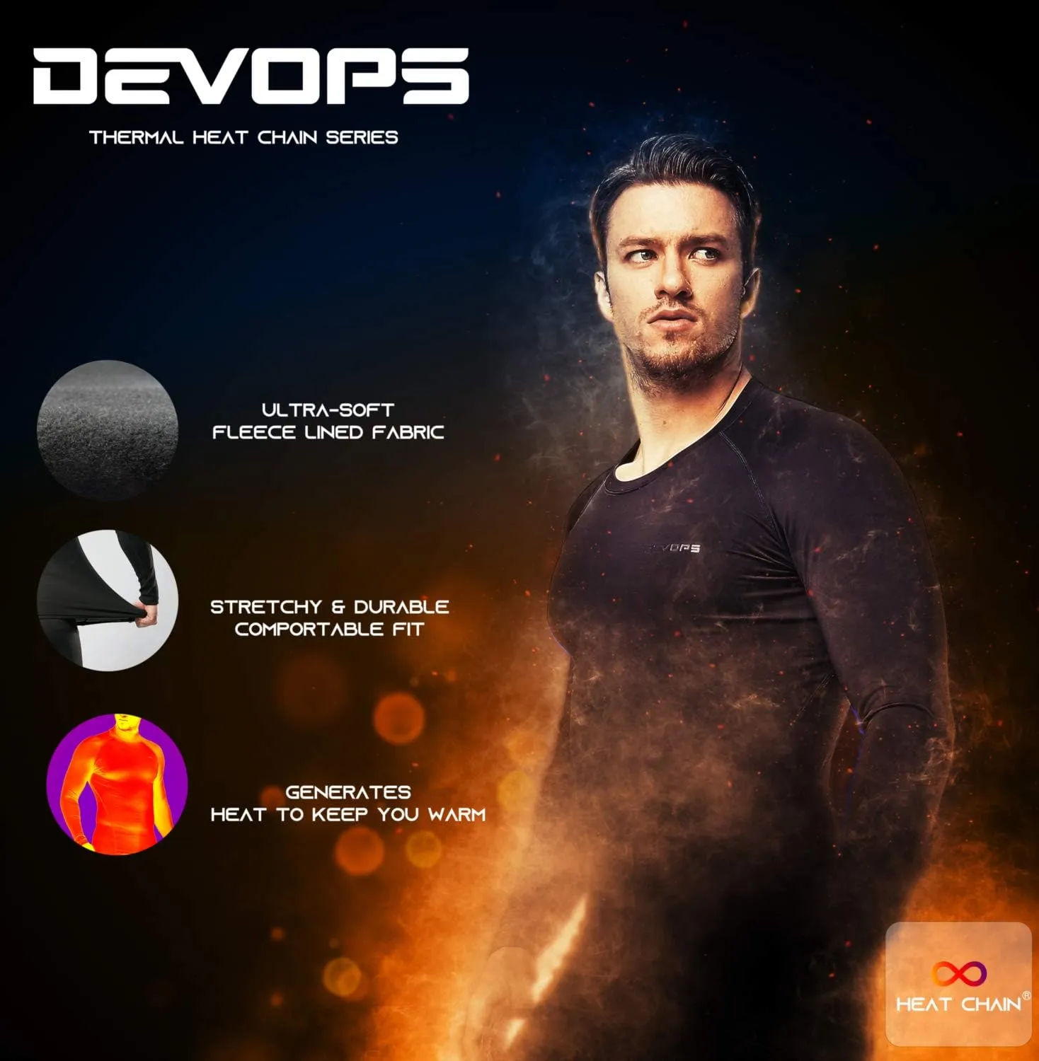 DEVOPS 2 or 3 Pack Men's Thermal Compression Pants, Athletic Leggings Base Layer Bottoms