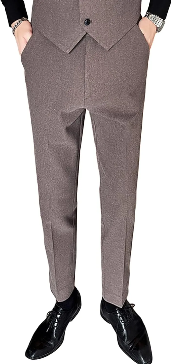 DGHM-JLMY Men's Business Slim Tapered Trousers Wedding Stretch Solid Slim Fit Dress Pant Wrinkle Resistant Pant