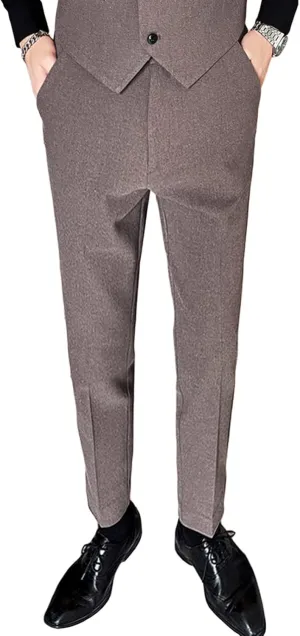 DGHM-JLMY Men's Business Slim Tapered Trousers Wedding Stretch Solid Slim Fit Dress Pant Wrinkle Resistant Pant