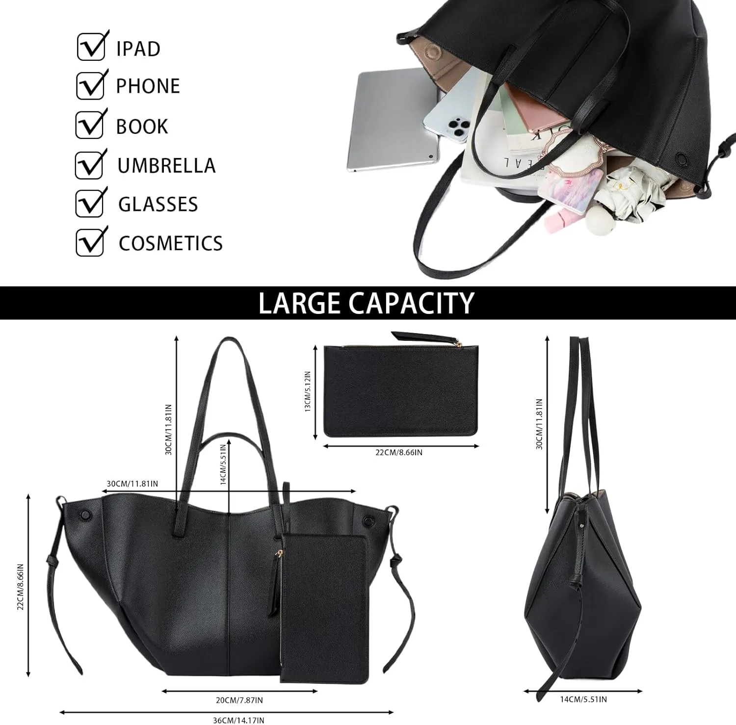 Dumpling Bags for Women, Large Trendy Leather Shoulder Bag Top Handle Purses Hobo Tote Handbag