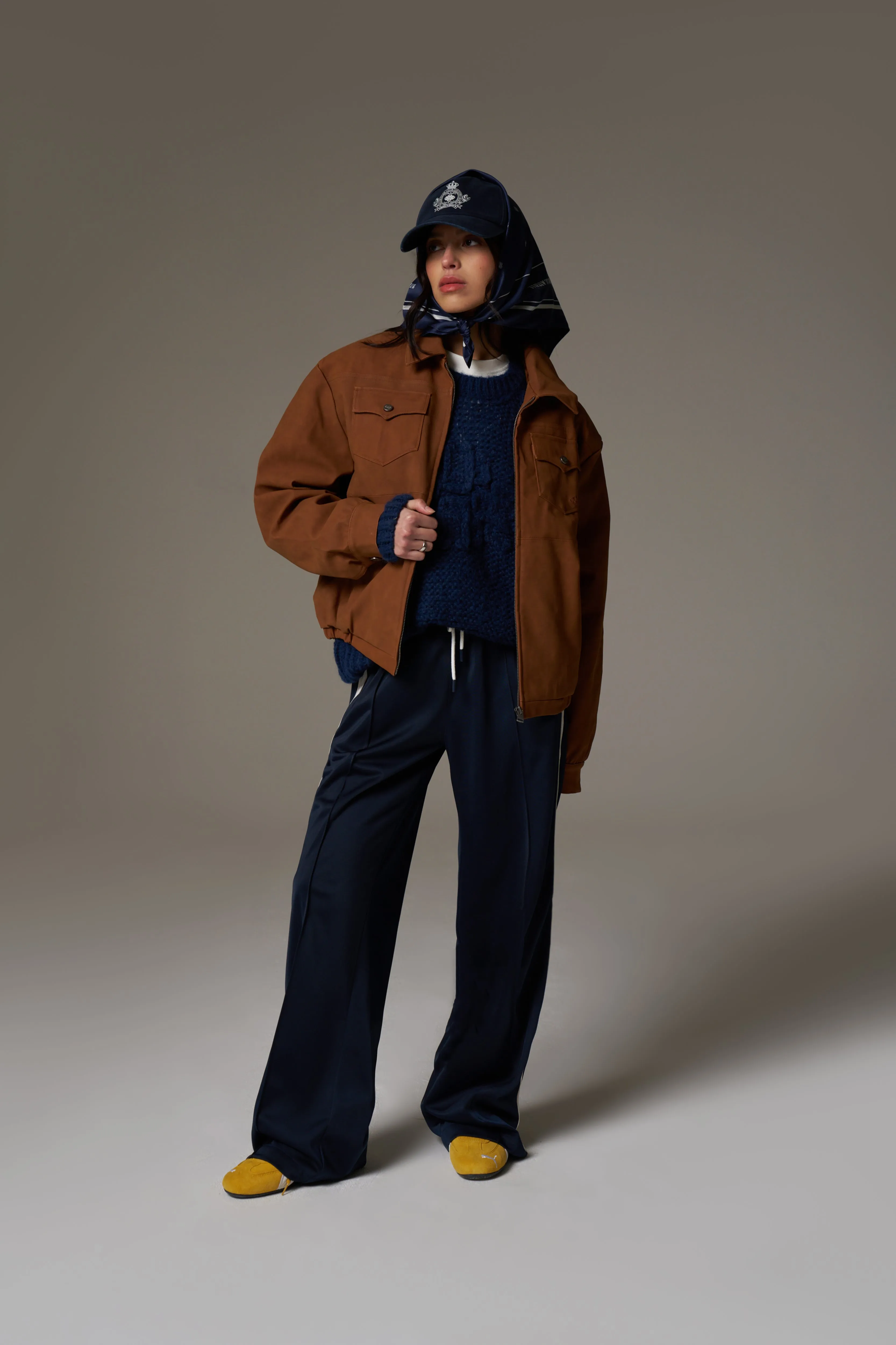 EMBLEM PLAITED OVERSIZED KNIT JUMPER - NAVY