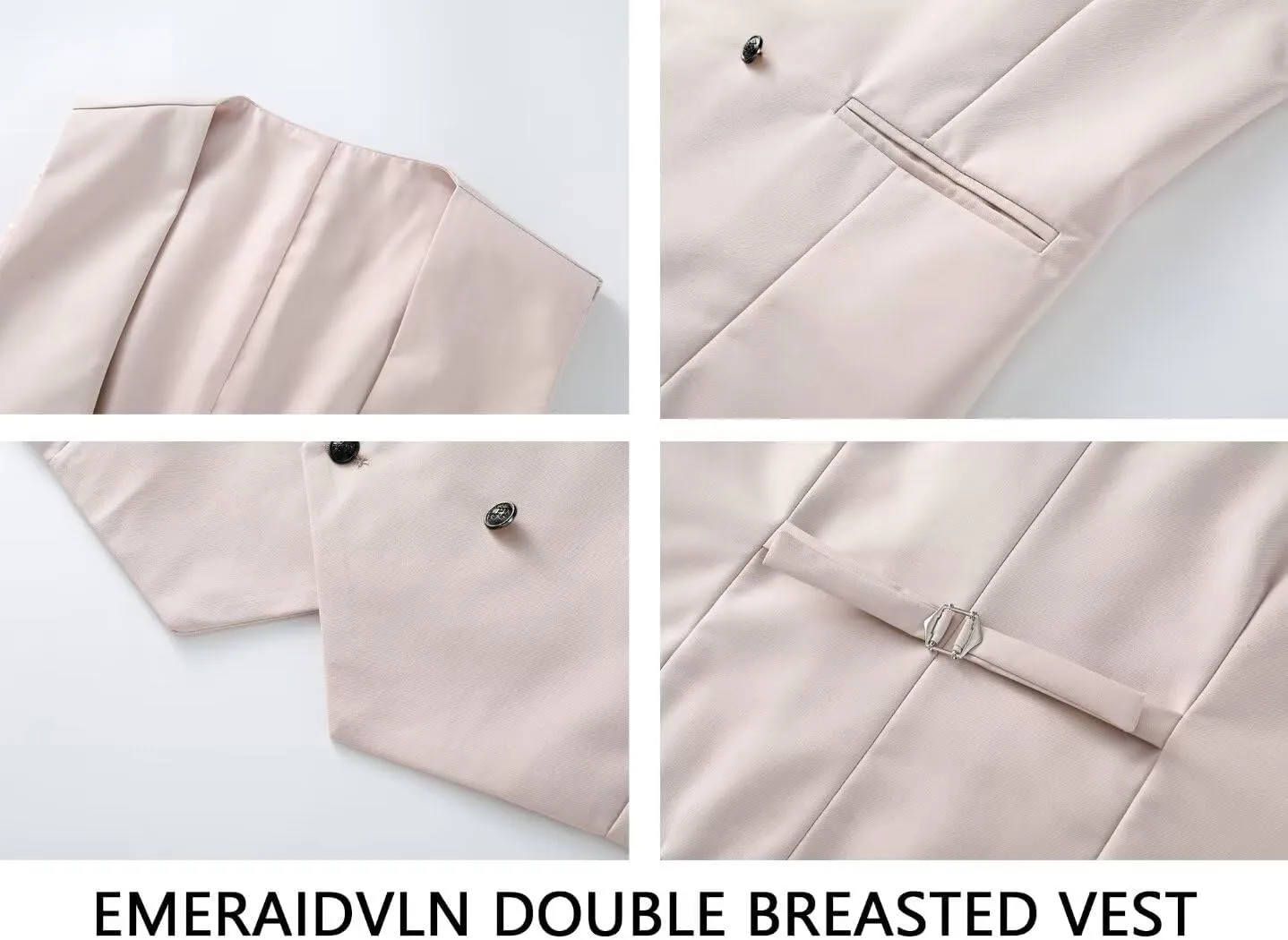 EMERAIDVLN Men's 3 Pieces Suit Slim Fit Elegant Wedding Prom Suits 1 Botton Blazer Double Breasted Vest and Pants Tuxedo Set