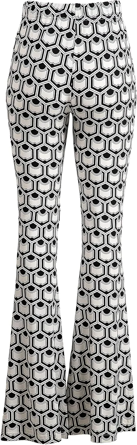 FASHIONOMICS Women's USA Fashion Boho Print & Solid Comfy Stretchy Bell Bottom Flare Palazzo Pants