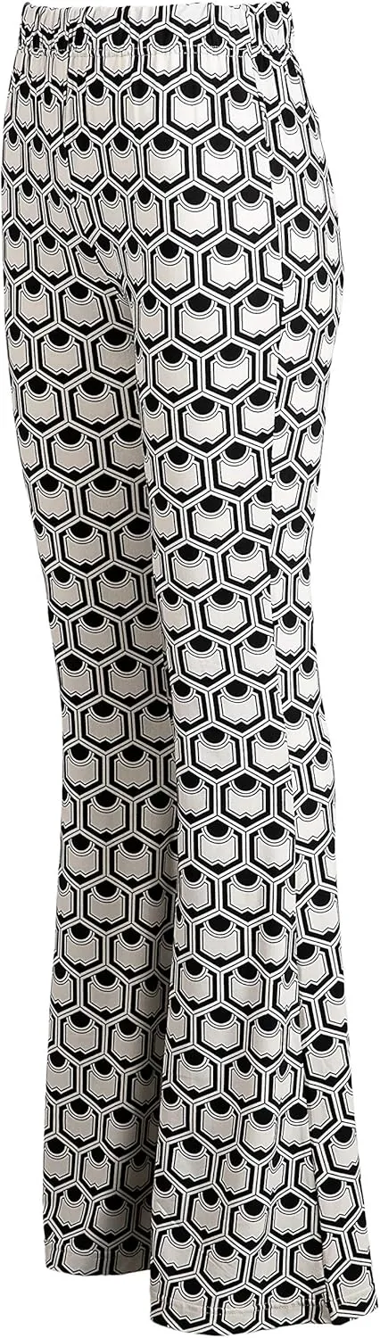 FASHIONOMICS Women's USA Fashion Boho Print & Solid Comfy Stretchy Bell Bottom Flare Palazzo Pants