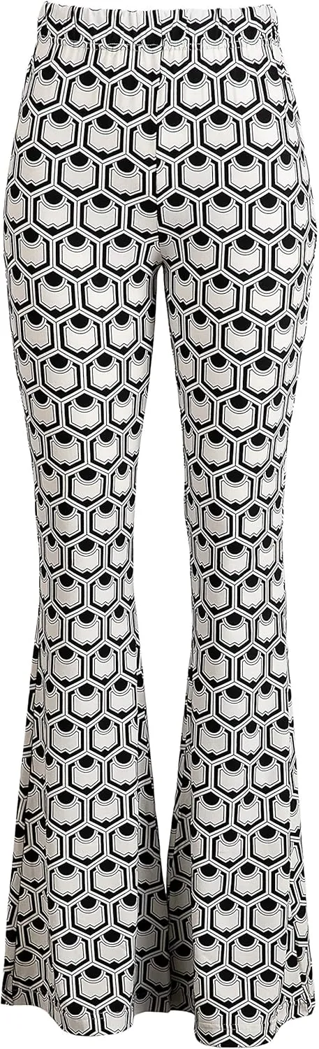 FASHIONOMICS Women's USA Fashion Boho Print & Solid Comfy Stretchy Bell Bottom Flare Palazzo Pants