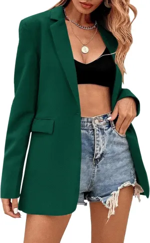Febriajuce Women's Casual Long Sleeve Lapel Oversized Button Work Office Blazer Suit Jacket