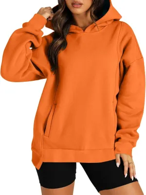 Fleece Hoodies for Women Baggy Drop Shoulder Oversized Sweatshirt Trendy Y2K Hoodie Casual Pullover Tops with Pockets