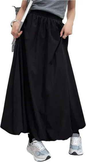 Floerns Women's Y2k Elastic High Waist Maxi Balloon Skirt Puff Hem Bubble Skirts