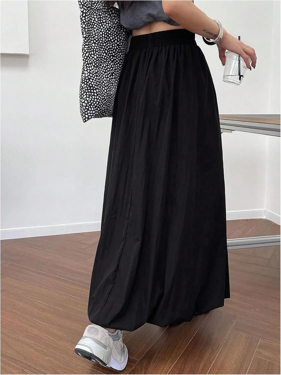 Floerns Women's Y2k Elastic High Waist Maxi Balloon Skirt Puff Hem Bubble Skirts