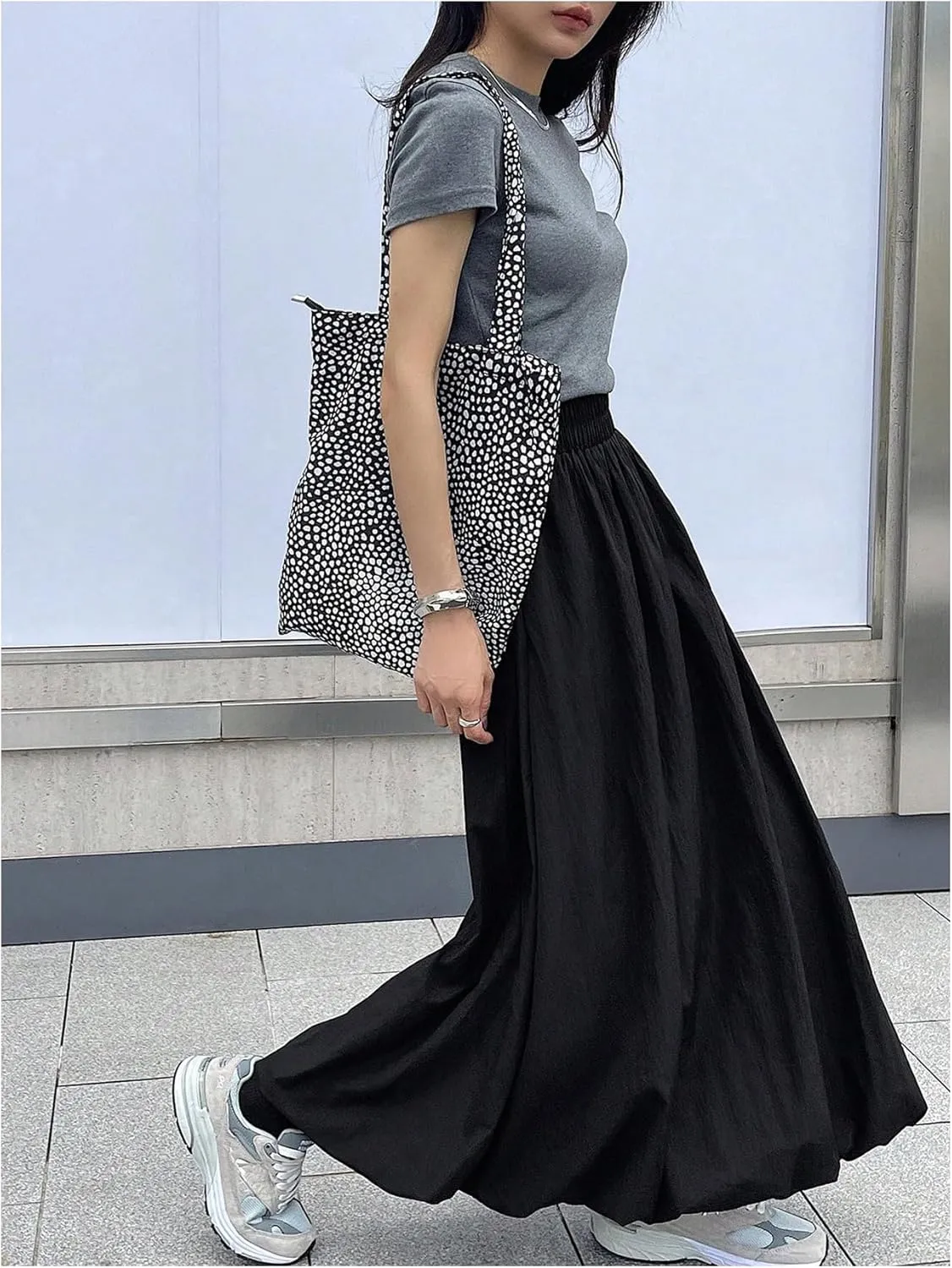 Floerns Women's Y2k Elastic High Waist Maxi Balloon Skirt Puff Hem Bubble Skirts