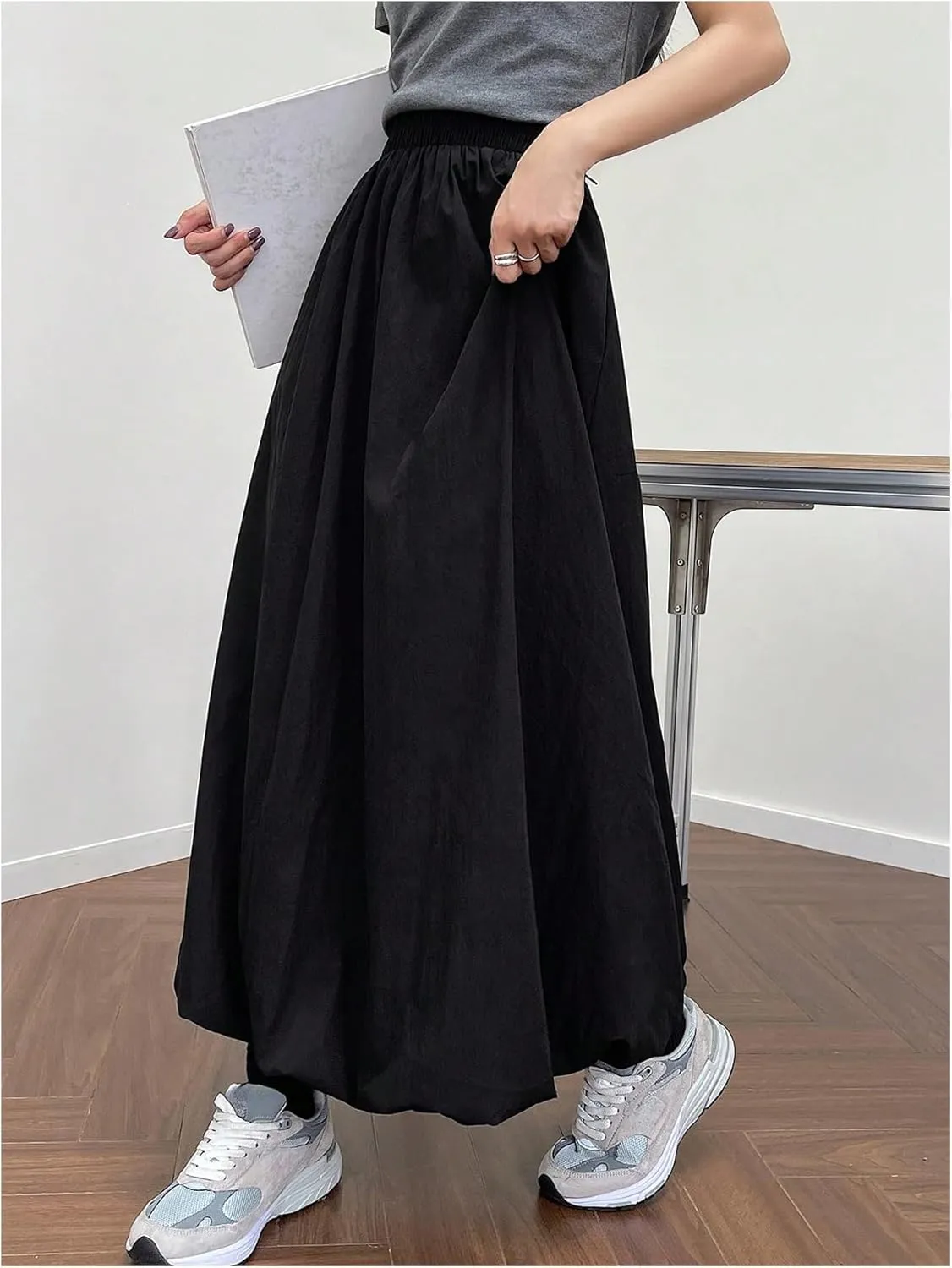 Floerns Women's Y2k Elastic High Waist Maxi Balloon Skirt Puff Hem Bubble Skirts