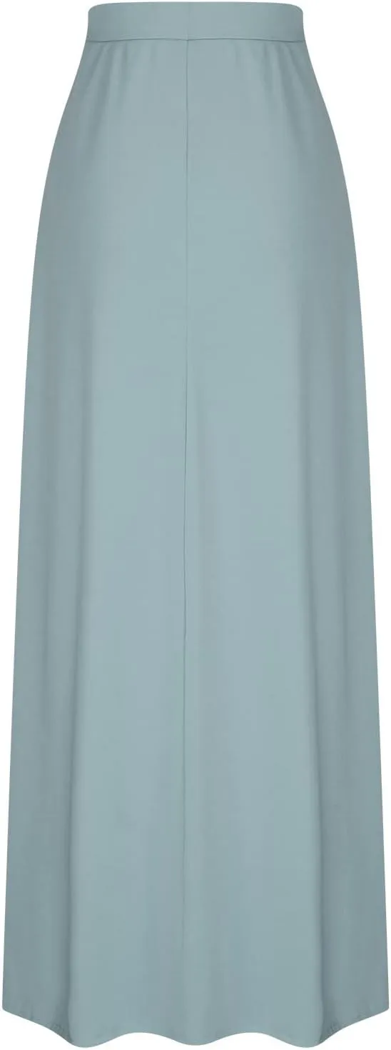 Flowy Plus Size Maxi Skirts for Women Elastic High Waisted Ankle Length Skirt Stretch A Line Drawstring Dress