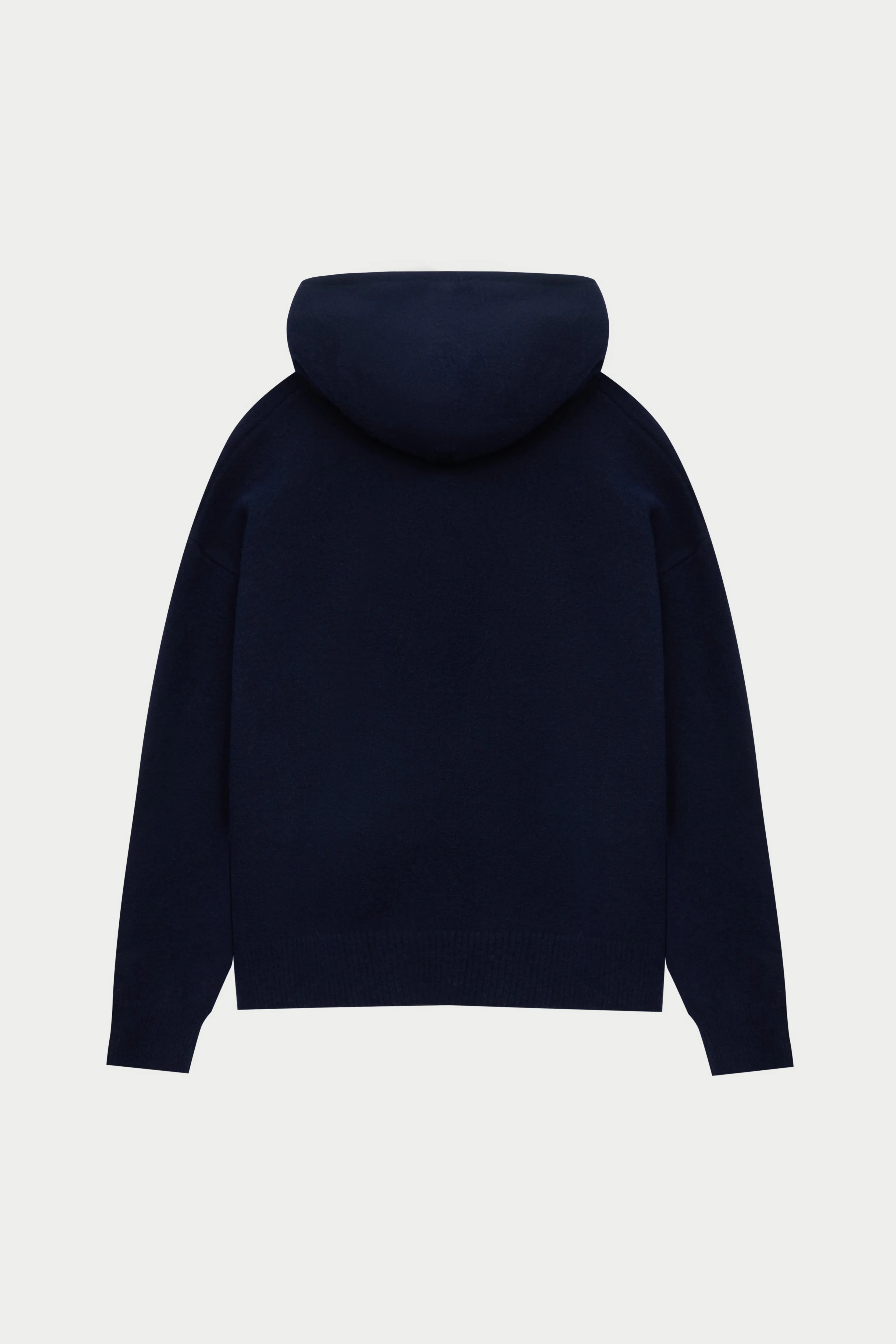 FLUFFY EMBLEM ZIP THROUGH KNITTED HOODIE - NAVY