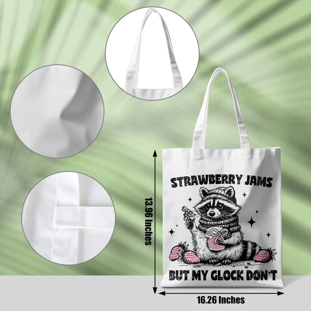 Funny Raccoon Tote Bag Cute Frogs Western Stuff Raccoon Frog Gifts for Women Friend Reusable Grocery Bags for Camping