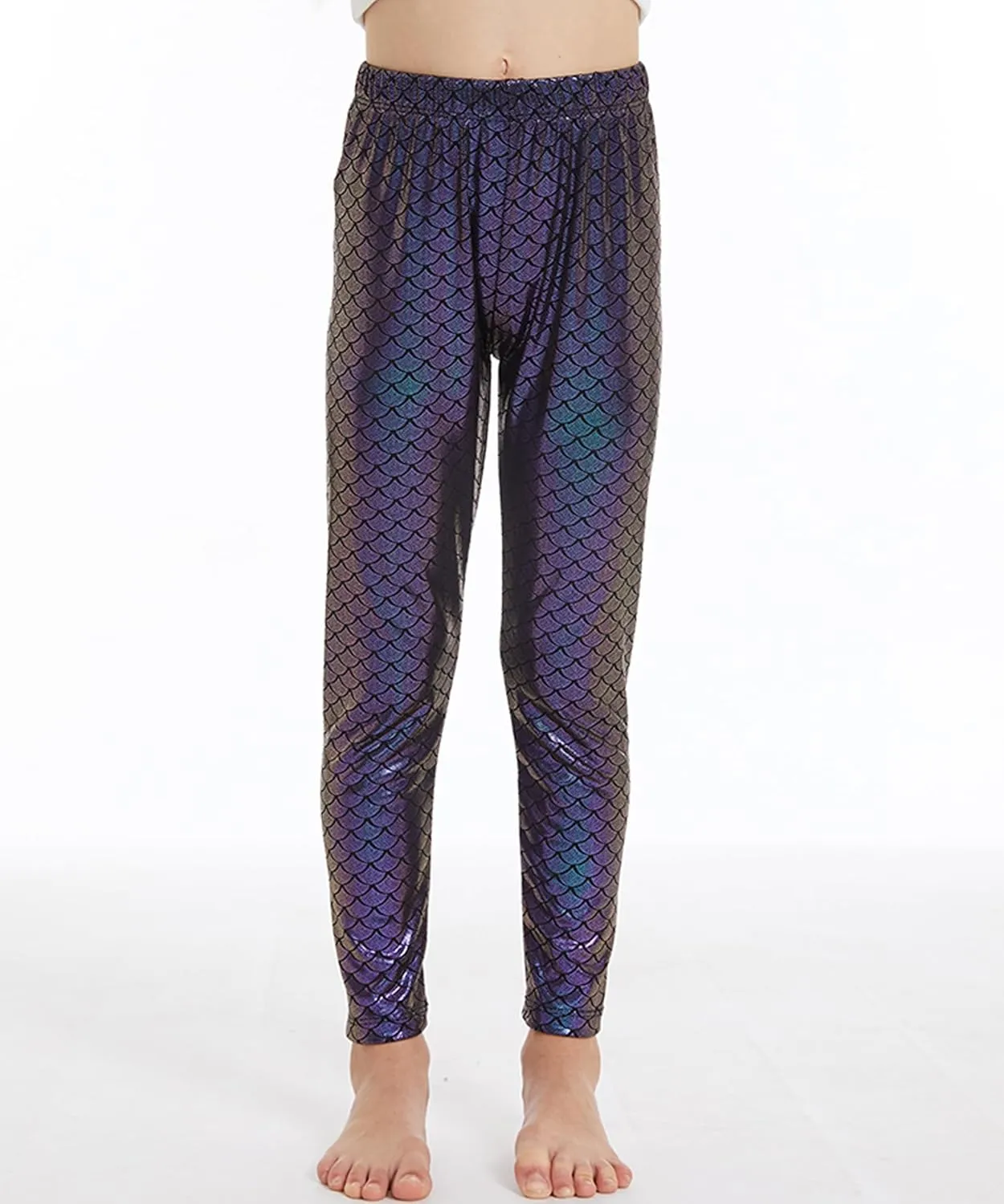 Girl's Metallic Mystique Leggings 80s Outfit for Girls neon Glitter Sequin Pants Glitter Tights