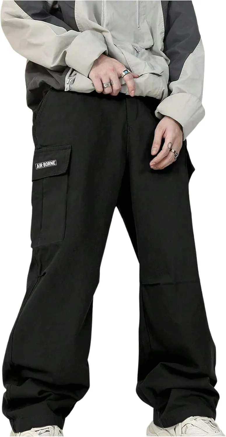 GORGLITTER Boy's Baggy Cargo Pants Casual Drawstring Waist Wide Leg Pants Joggers