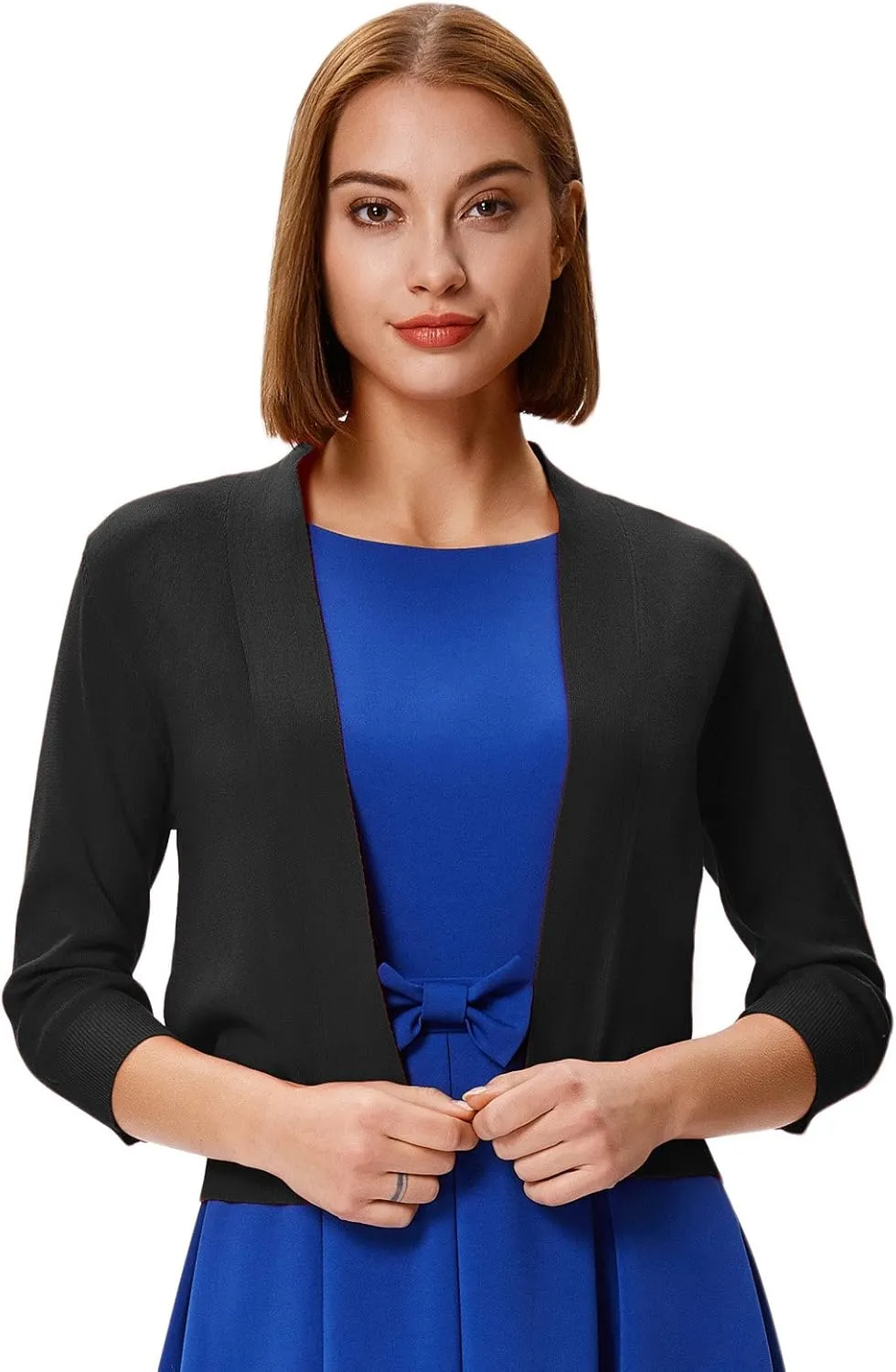 GRACE KARIN Women 2 Pack 3/4 Sleeve Cardigan Sweater Cropped Shrug for Dress Tops S-2XL