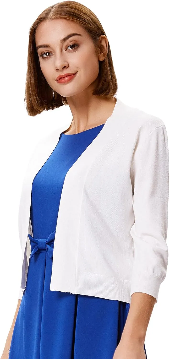 GRACE KARIN Women 2 Pack 3/4 Sleeve Cardigan Sweater Cropped Shrug for Dress Tops S-2XL
