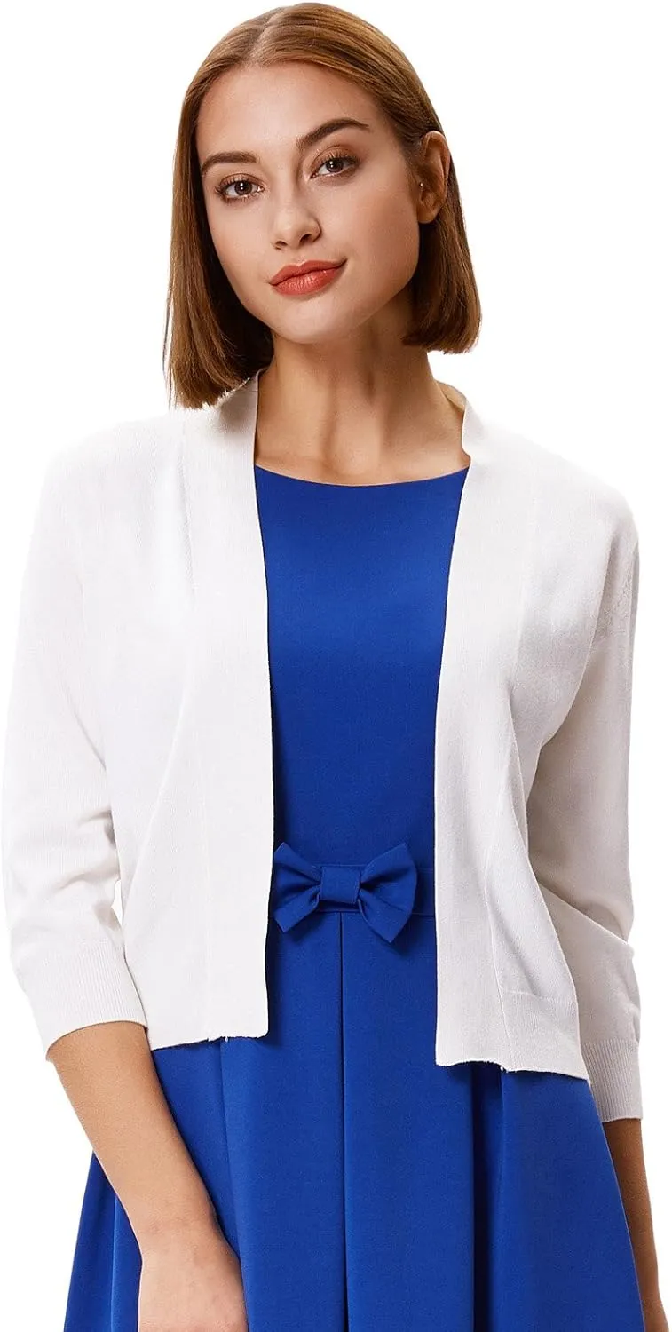 GRACE KARIN Women 2 Pack 3/4 Sleeve Cardigan Sweater Cropped Shrug for Dress Tops S-2XL