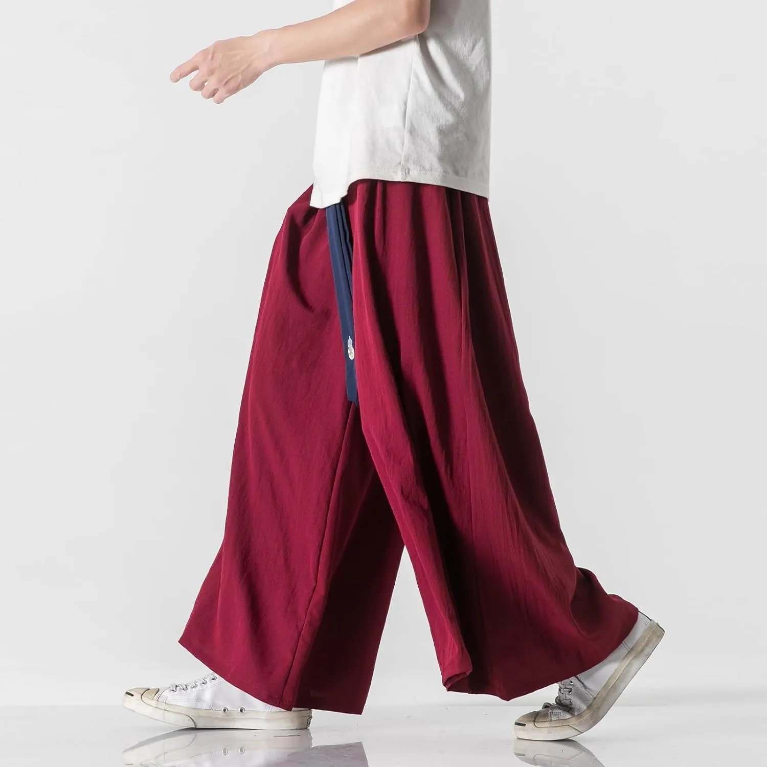 GURUNVANI Men's Wide Leg Pants Japanese Yoga Pants Hip Hop Baggy Trousers
