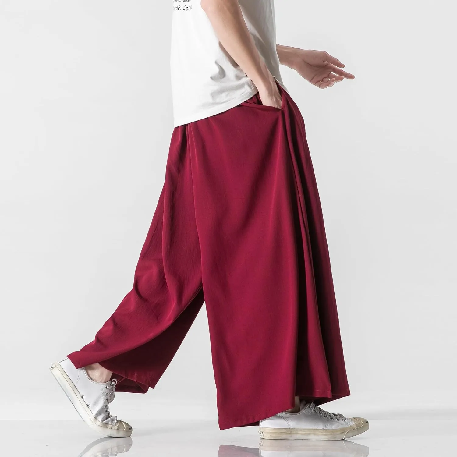 GURUNVANI Men's Wide Leg Pants Japanese Yoga Pants Hip Hop Baggy Trousers