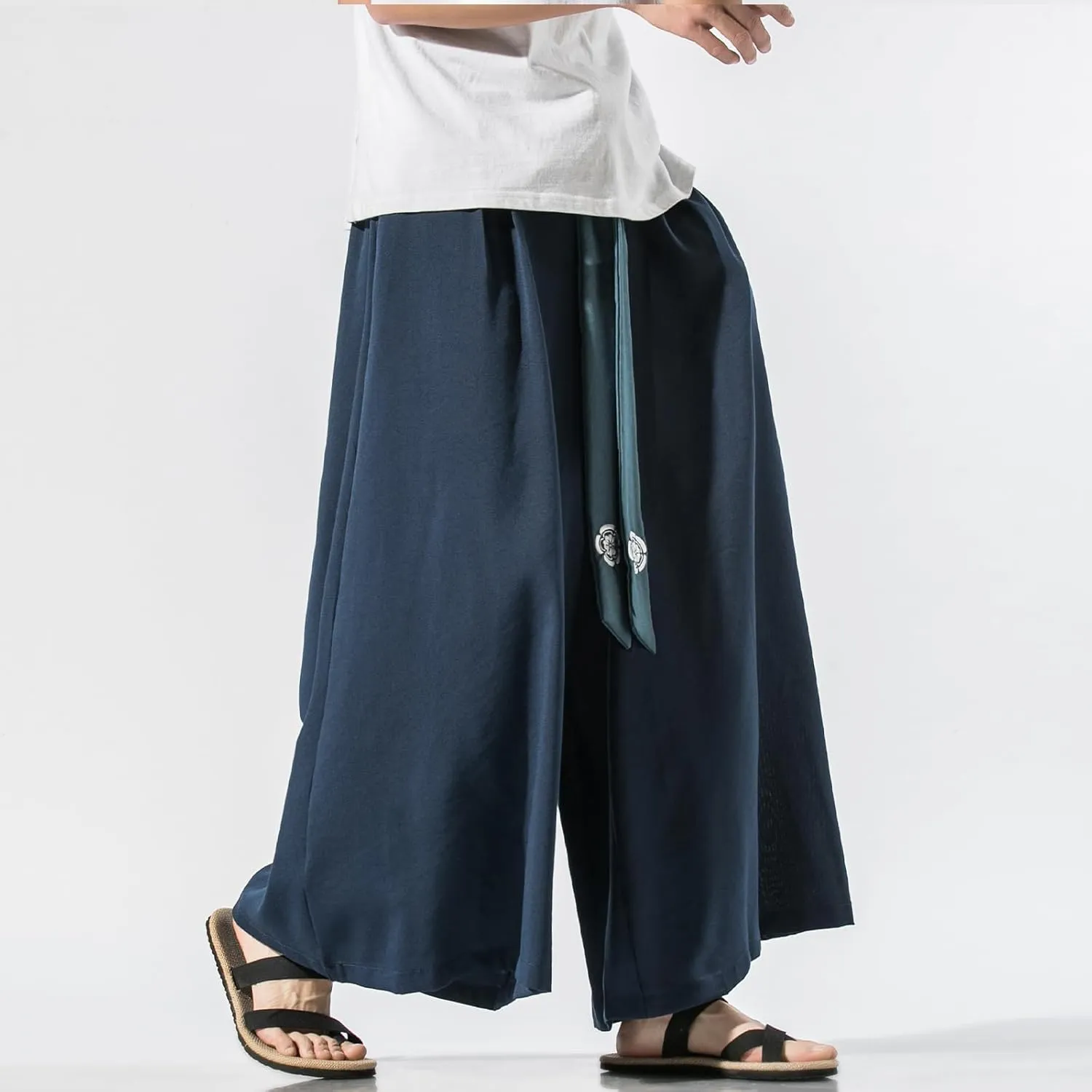 GURUNVANI Men's Wide Leg Pants Japanese Yoga Pants Hip Hop Baggy Trousers