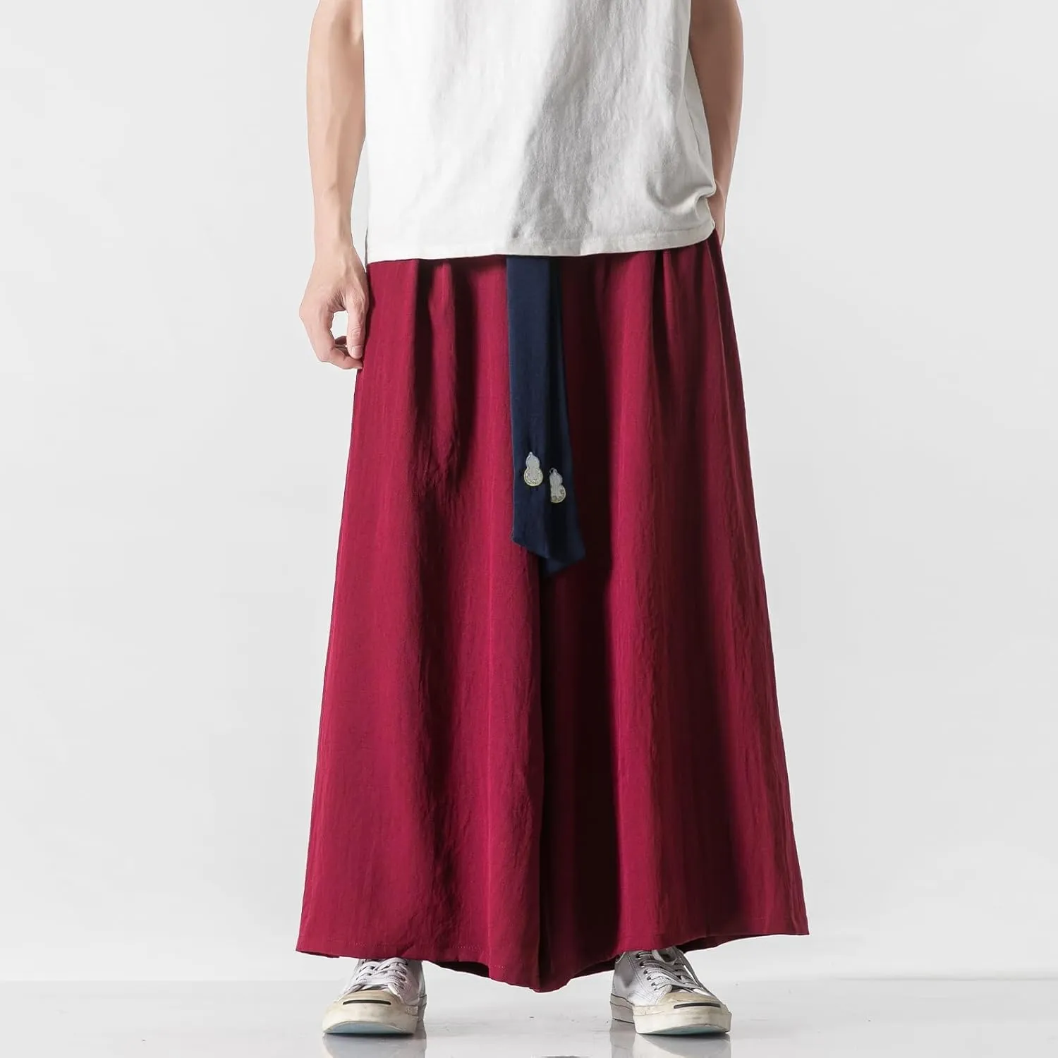 GURUNVANI Men's Wide Leg Pants Japanese Yoga Pants Hip Hop Baggy Trousers