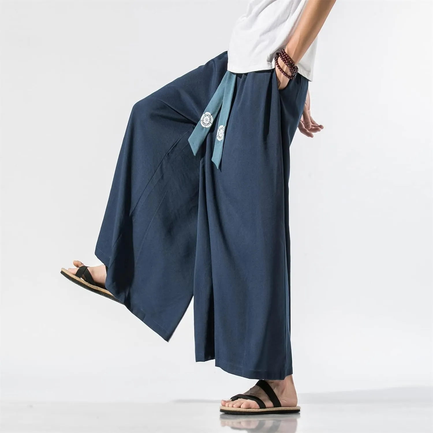 GURUNVANI Men's Wide Leg Pants Japanese Yoga Pants Hip Hop Baggy Trousers