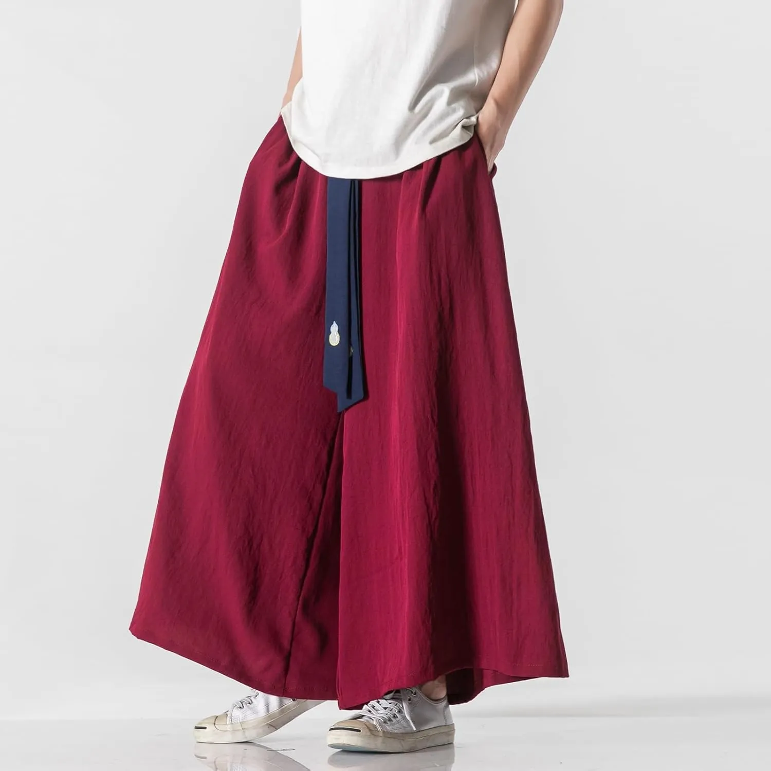 GURUNVANI Men's Wide Leg Pants Japanese Yoga Pants Hip Hop Baggy Trousers