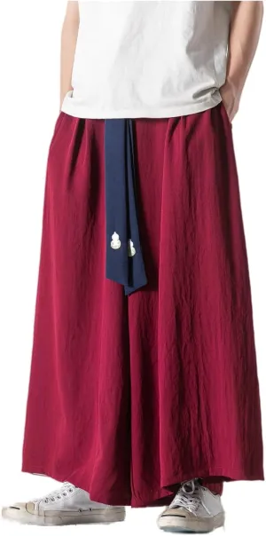 GURUNVANI Men's Wide Leg Pants Japanese Yoga Pants Hip Hop Baggy Trousers