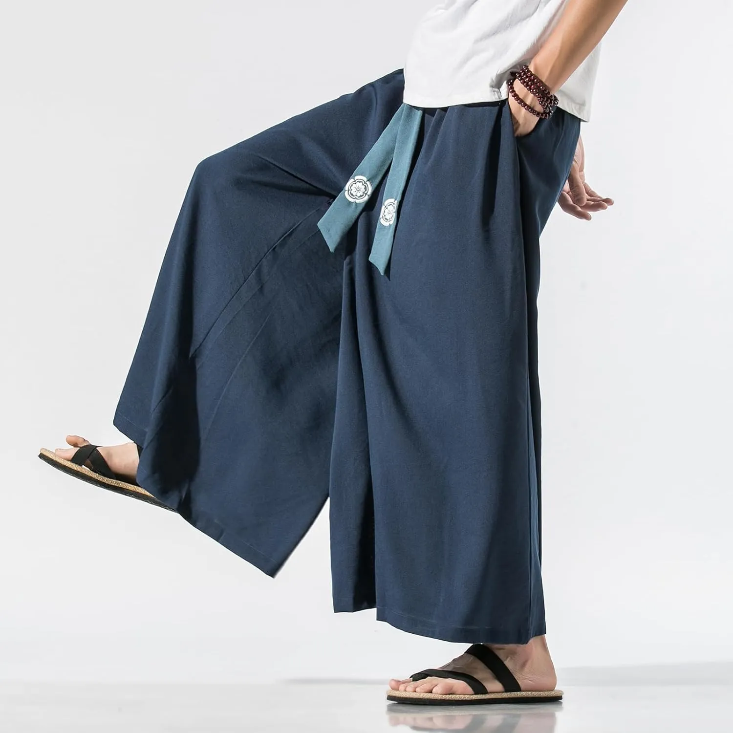 GURUNVANI Men's Wide Leg Pants Japanese Yoga Pants Hip Hop Baggy Trousers