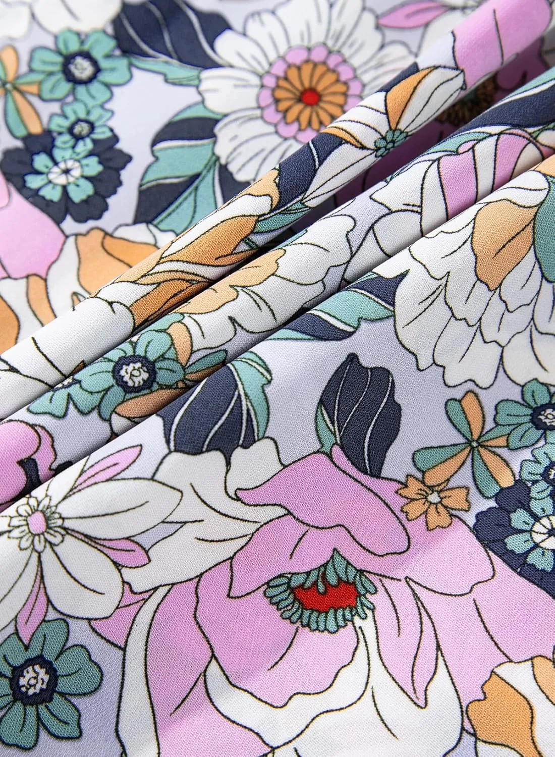 Happy Sailed Skirts for Women Spring Summer Boho Floral Print High Waist Flowy Split A Line Maxi Skirt with Pockets