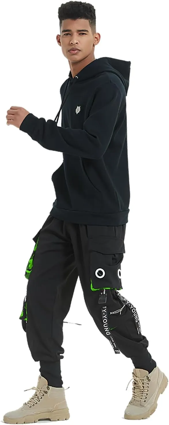 Hello MrLin Men's Jogger Pants Punk Cargo Baggy Techwear Hip Hop Harem Pants Streetwear Tactical Track Pants