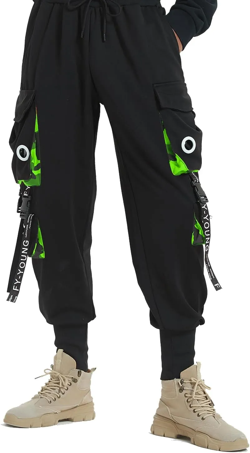Hello MrLin Men's Jogger Pants Punk Cargo Baggy Techwear Hip Hop Harem Pants Streetwear Tactical Track Pants