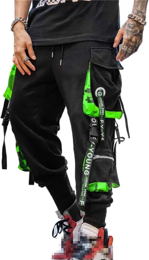 Hello MrLin Men's Jogger Pants Punk Cargo Baggy Techwear Hip Hop Harem Pants Streetwear Tactical Track Pants