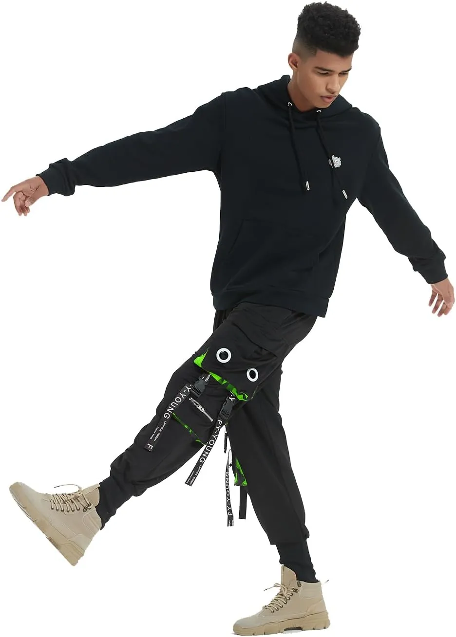 Hello MrLin Men's Jogger Pants Punk Cargo Baggy Techwear Hip Hop Harem Pants Streetwear Tactical Track Pants