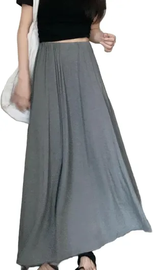 High Waisted lace up Long Skirt Solid Color Pleated Slit Slim Irregular midi Skirt, Suitable for Working Ladies.
