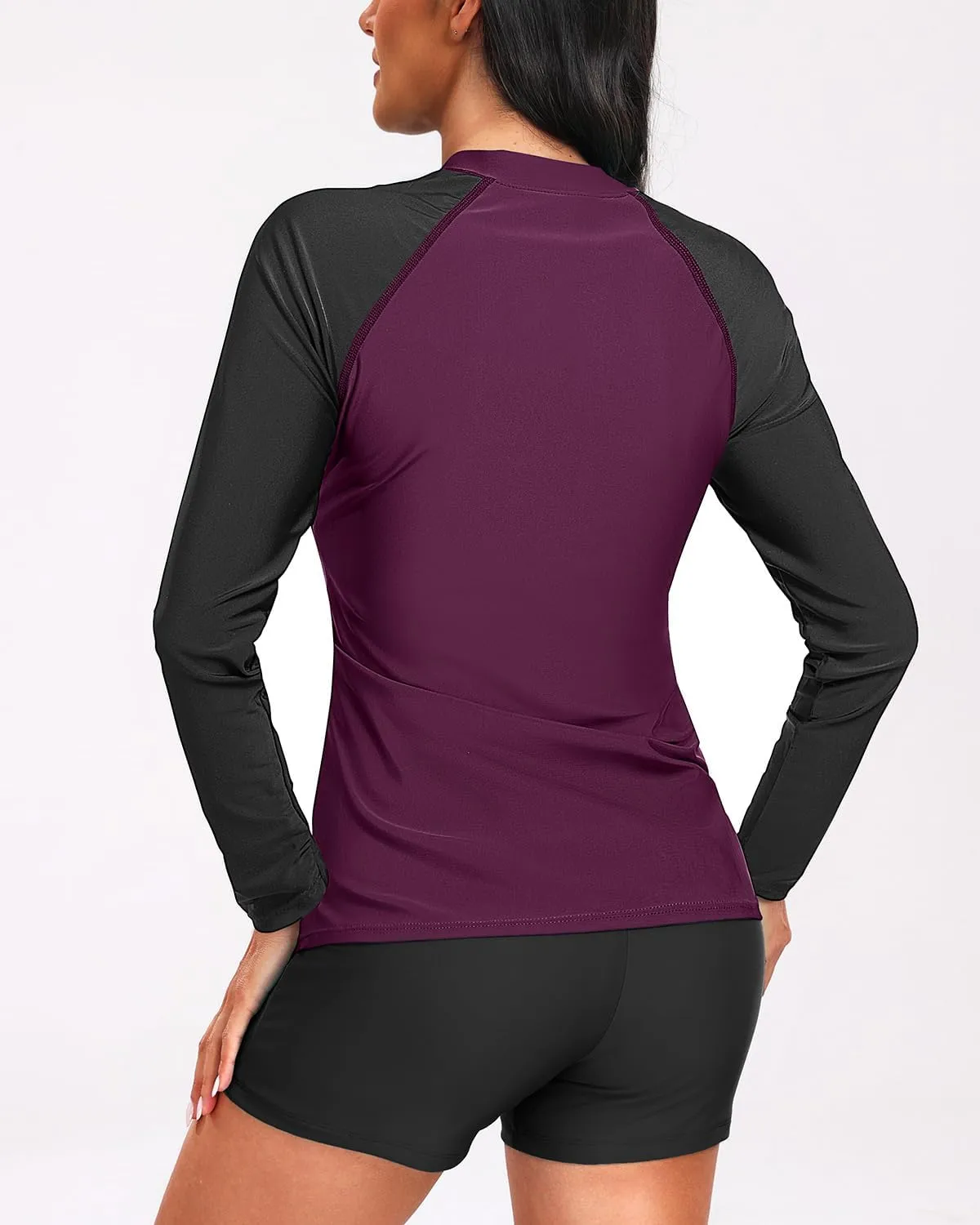 Holipick Women 2 Piece Rash Guard Swimsuit Long Sleeve Zipper Bathing Suit Sun Protection UPF 50  Swim Shirt with Shorts