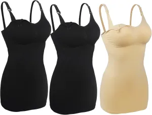 iloveSIA 3Pcs Women's Maternity Nursing Tank Tops for Breastfeeding, Maternity Cami with Built in Bra, Adjustable Straps