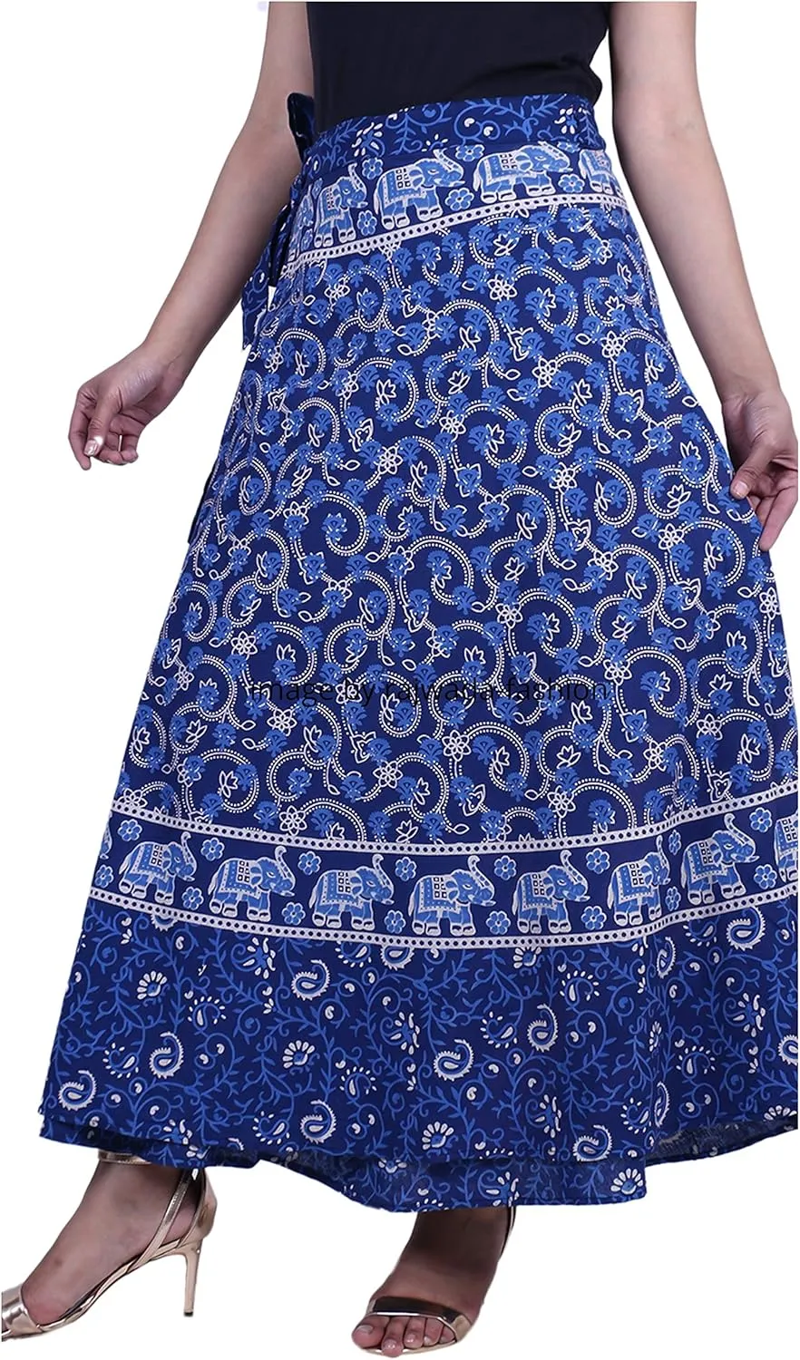 Indian Wrap Around Long Skirt 100% Cotton Jaipuri Printed Mandala Free Size for Women Thanksgiving Gift