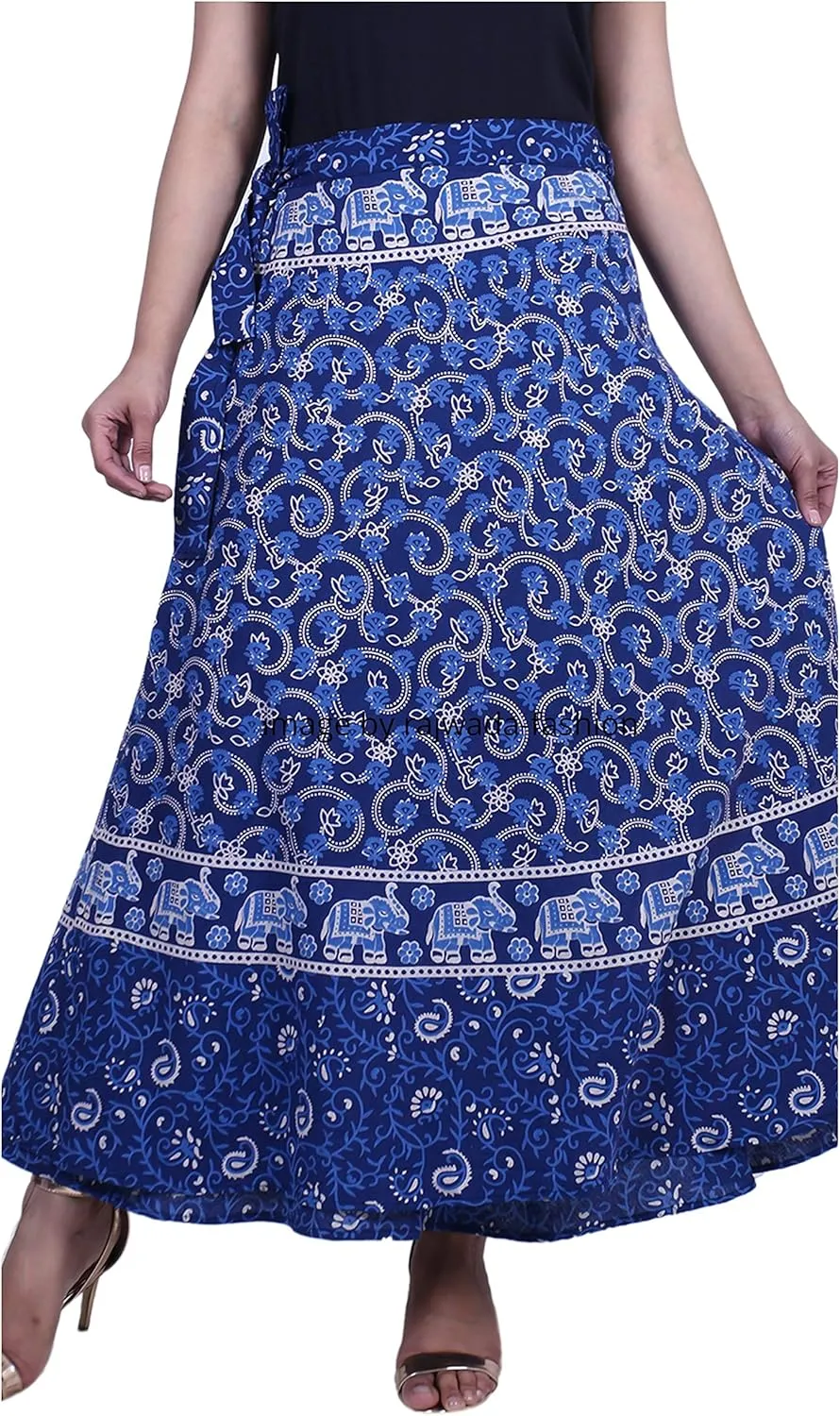 Indian Wrap Around Long Skirt 100% Cotton Jaipuri Printed Mandala Free Size for Women Thanksgiving Gift