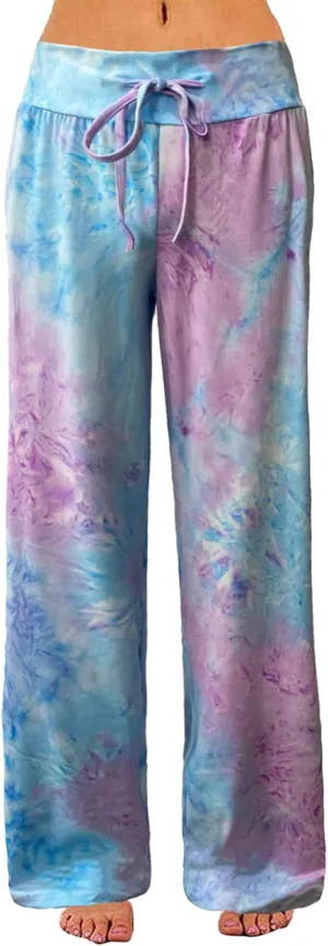 iniber Women's Comfy Pajama Pants Casual Lounge Pant Wide Leg Palazzo Stretch Drawstring Bottoms