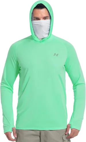isnowood Sun Shirt UPF 50  Men's Fishing Long Sleeve Hooded Rash Guard Hiking Swimming Running UV Protection Hoodie