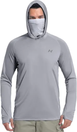 isnowood Sun Shirt UPF 50  Men's Fishing Long Sleeve Hooded Rash Guard Hiking Swimming Running UV Protection Hoodie