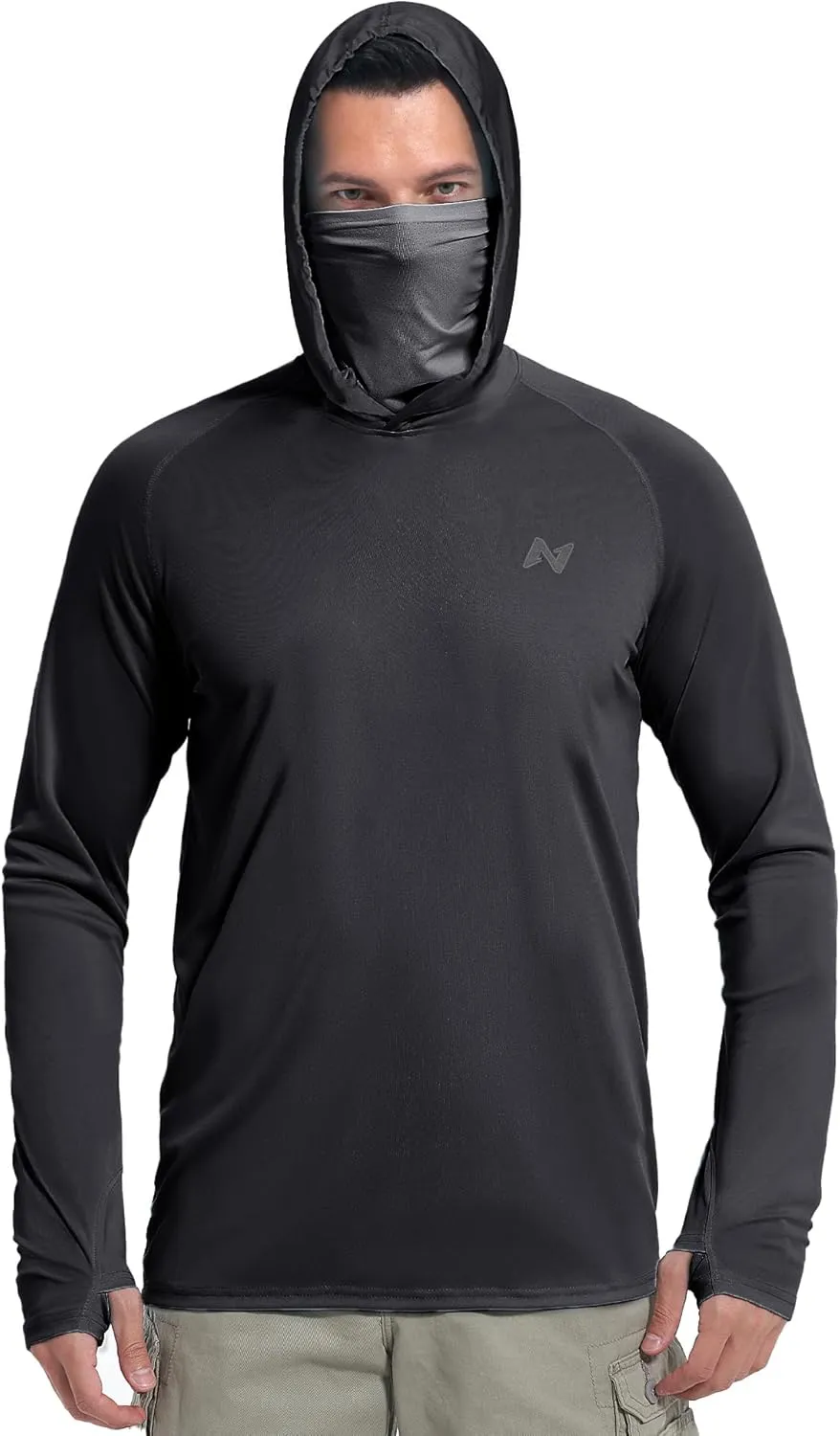 isnowood Sun Shirt UPF 50  Men's Fishing Long Sleeve Hooded Rash Guard Hiking Swimming Running UV Protection Hoodie